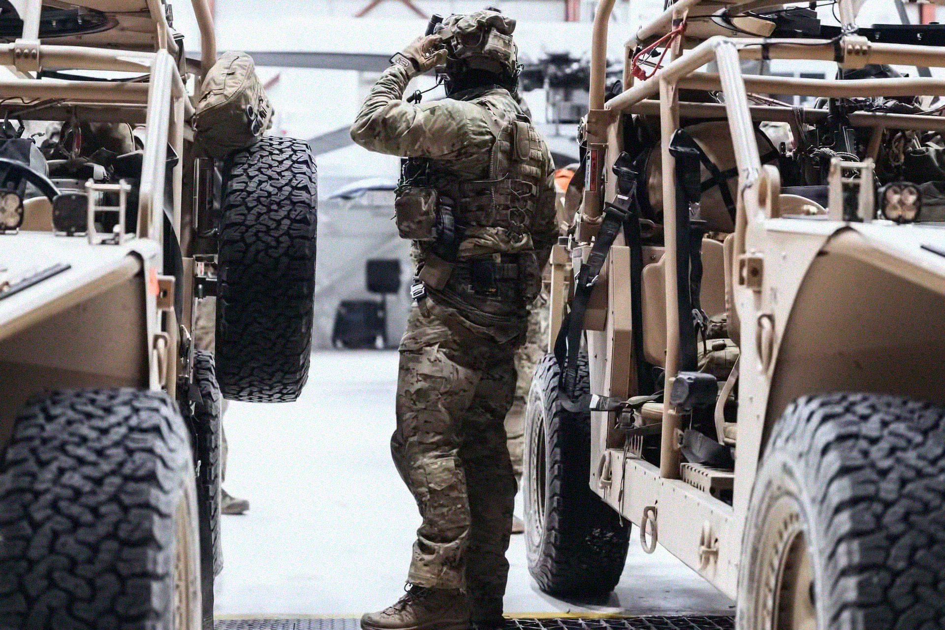 MultiCam® pattern blending into mixed terrain